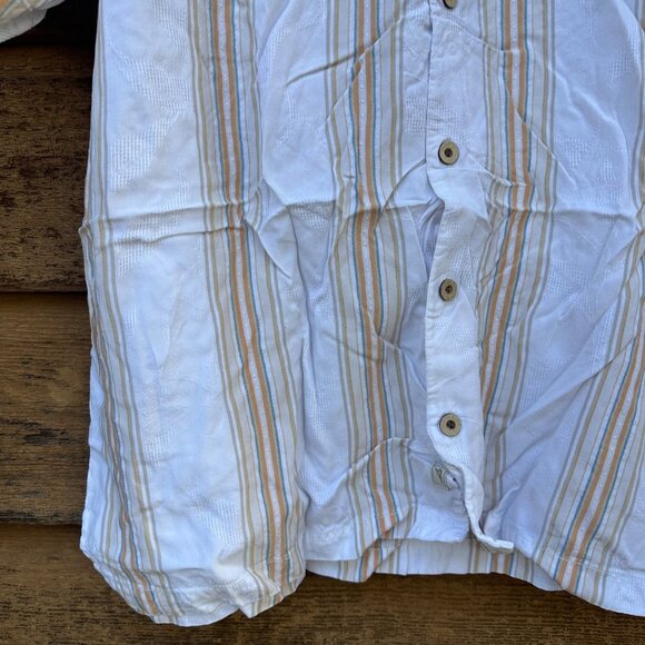 Vintage Tommy Bahama Yellow Pin Striped Silk Button Down Shirt Size XL - Picture 6 of 14